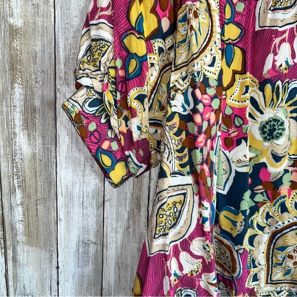 Umgee Alessia Mixed Print Puff Sleeve Blouse - Picture 6 of 8